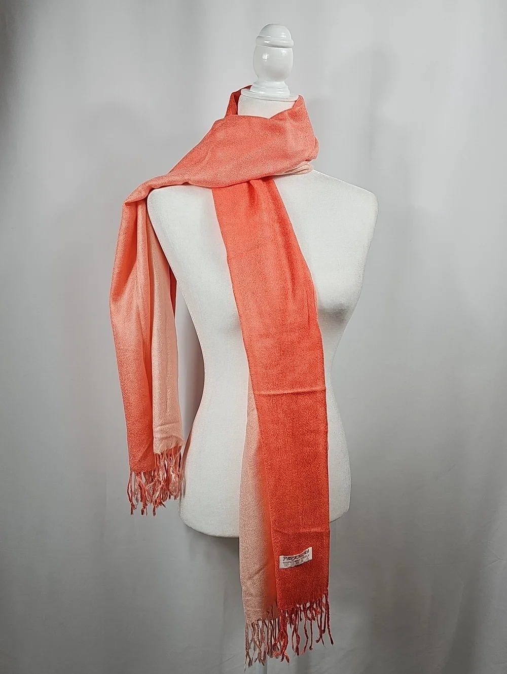 Pashmina Silk Blend Coral Fringe Scarf Wrap Shawl Soft Lightweight Festival Rave
